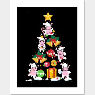 Funny Cow Christmas Tree Sweatshirt Ornament Decor Gift Posters and Art